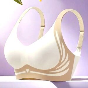 Seamless White and Tan Push Up Bra. No Underwires.  L.  PLEASE READ DESCRIPTION
